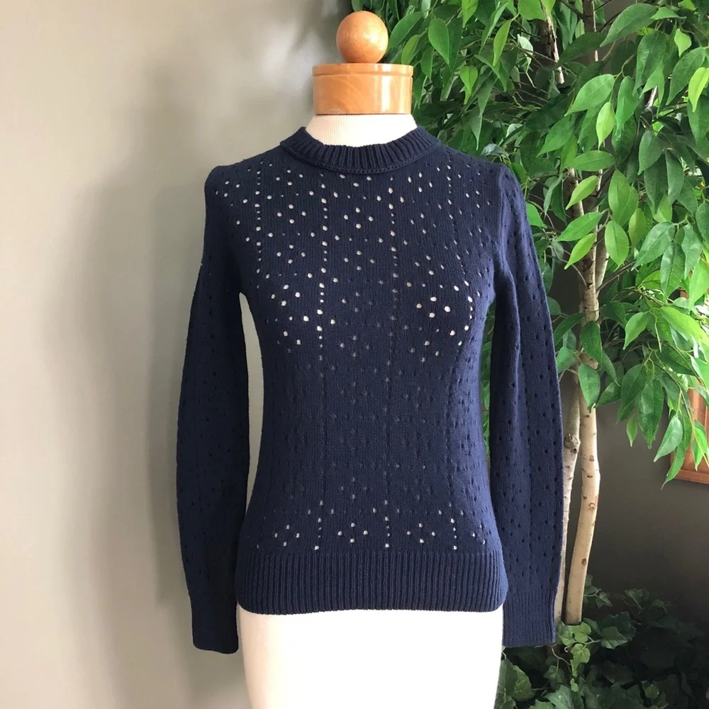 NWT‎ J. Crew Allover Pointelle Crewneck Sweater XXS